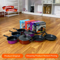 HY Panci Set 3 IN 1 Anti Lengket Panci Isi 3 Tutup Kaca Panci Set Pot Cookware Set
