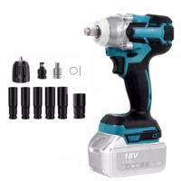 18V 520Nm Brushless Cordless Electric Impact Wrench 1/2 inch Wrench Screwdriver Power Tools Compatible for Makita 18V Battery