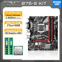 SZMZ B75 Gaming PC Motherboard Lga 1155 Set of i7 3770 CPU 16GB DDR3 RAM Placa Mae Base 1155 Gamer Assembly Kit