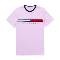 【Tommy Hilfiger】TOMMY 經典刺繡文字Logo圖案短袖T恤-粉色(平輸品)