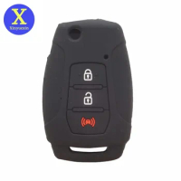 Xinyuexin Silicone Car Key Cover FOB Case for Ssangyong Korando 215/65 R16 225/60 R17 Remote Key Jacket Protector Car Accessory