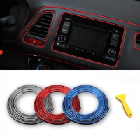 Car Interior Decorations Flexible Strips 5M/3M Auto Moulding Stickers Car Cover Trim for Dashboard Door Car Styling Modification