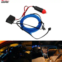 Car styling Car 12V LED Cold lights Flexible Neon EL Wire Light Strips Decorative Lamp Auto Lamps 2m