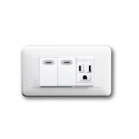 【中一電工 JYE】2入組 PANDA 熊貓系列 夜光壁切(二開關一接地插座組 JY-4208W)