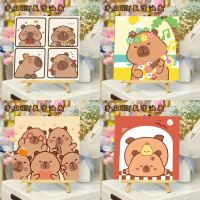 Ready Stock 20cm x 20cm Cute Capybara DIY Oil Painting With Frame