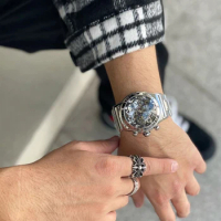Reef Tiger Top Brand Luxury Automatic Mechanical Watches Men Tourbillon Skeleton Watch Steel Bracelet Watches RGA703