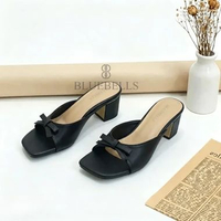 Bluebells YONNA Sendal Slop Heels Wanita 5cm (Tersedia Size 36-41) 36 Hitam