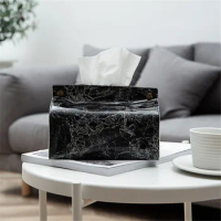 Tissue Case Box Chic Container PU Leather Marble Pattern Home Car Towel Napkin Papers Bag Holder Box Case Pouch Table Decoration
