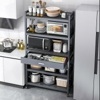 不銹鋼廚房收納置物架落地多層多功能柜子儲物柜微波爐烤箱鍋架子