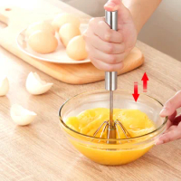 304 Stainless Steel Egg Whisk Semi-automatic Egg Beater Manual Hand Mixer Self Turning Egg Stirrer Kitchen Accessories Egg Tools