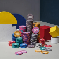 25Pcs Texas Hold'em Premium Multi-Denomination Ceramic Chips Diameter 43mm Casino Entertainment Game Chip Tokens For Betting