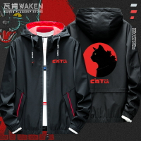 哥斯拉怪獸貓貓聯名日系古著工裝夾克外套男裝防風上衣服寬松休閑