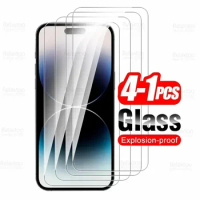 For Iphone 14 Pro Max Glass 1-4Pcs Tempered Glas Screen Protector Aifon 14 Plus 14Plus 14Pro 14ProMax 2022 Cover Protective Film