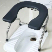 Foldable U-Shaped Toilet Seat Chair Adult Commode Stainless Steel Heavy Duty For Elderly Pregnant Removable Non-Slip Feet Stool
