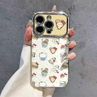 เคสไอโฟนลายฮัมเบอร์เกอร์ พิซซ่า และขนมหวานสำหรับรุ่น iPhone 16 Pro Max/15/17 Pro/14 Pro Max/13 Pro M
