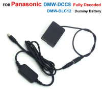 USB C Power Cable Adapter+DMW-DCC8 DMW-BLC12 Fully Decoded Fake Battery For Panasonic FZ2500 FZ200 FZ300 G7 G6 G80 G85 GX8