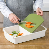 日式三合一砧板廚房多功能翻蓋切水果切菜板家用塑料帶瀝水籃案板