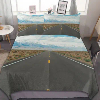3-Piece Bedding Set (1 Duvet Cover + 2 Pillow Shams) Road Style 86"x70",79"x90",90"x90"