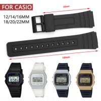 For CASIO Silicone Watch Strap 12 14 16 18 20 22mm Band for W800H SGW400 F91W F84 F105/108 A158/168 AE1200/1300 Resin Bracelet
