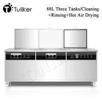 Filter Dry Rinsing Ultrasonic Cleaner Bath 88L Three Grooves Auto Parts Glassware Carburetor Ultrason Cleaning Washer Degreasing