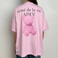 Kaos ADLV FUZZY BEAR TEXT LONELY PINK TSHIRT 100% ORIGINAL Size 2