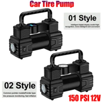 Car Tire Pump 150 PSI 12V Electric Tire Inflator LED Emergency Flashlight Car Tyre Inflator Portable Auto Inflatable Pump
