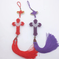 Cross decorations Chinese style handmade beaded art jewelry lucky charms popular pendants