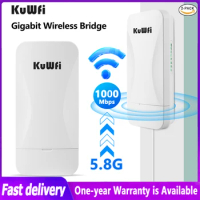 KuWFi Outdoor Wifi Router 1000Mbps Wifi Bridge 5.8G Wireless Repeater Point to Point Long Range 1-2KM Wifi Coverage For Camera