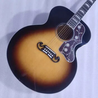 handmade Custom Acoustic Electric Guitar, All Solid Flame, Vintage Sunburst, Free Shipping, AAAA