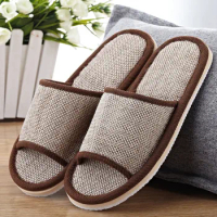Men's And Women's Home Slippers Solid Colour Comfortable Flat Slippers Fashion Simple Linen Slippers Men's Shoes Women's Shoes