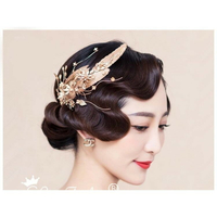 瑪姬新娘飾品 F313   金色羽毛巴羅克造型頭飾  --新娘秘書新秘用品婚禮配飾專賣--