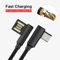 USB Type C 90 Degree Fast Charge Durable Braided Cable For Huawei P9 P10 P20 Pro Xiaomi Note3 6x mi5 Motorola Moto M Z Z1 Z2