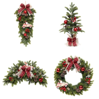 2024 New Christmas Garland Red Pine Berry Xmas Tree Wreath for Holiday Party Garden Farmhouse Desktop Decoration New Year Gift