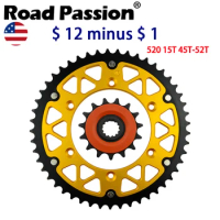 520 Motorcycle 45T~52T 15T Front &amp; Rear Sprocket For SUZUKI DR250 DR-Z 250 400 RM250R RM250S RMX250 RV90 DR350 DRZ400 DR350SE