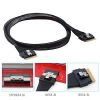 Kabel SAS4.0, 24G, Dalaman, Serasi dengan SFF-8654 8i, SAS4.0 Slim 4.0, 74pin, Sesuai untuk Pelayan