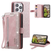 A15 A05 A05S A54 A34 Premium Leather Case 9 Card Slots Zipper Wallet Cover For Samsung Galaxy A54 A33 A53 A73 A14 5G Phone Bags