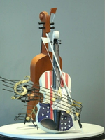歐式復古小提琴模型創意家裝飾品 家居擺件鐵皮工藝品酒吧擺設