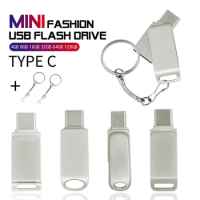 Flash Drive USB 2.0 Metal Portable High-Speed Pen Drive 64GB 128GB Waterproof Type-C USB PenDrive For Computer Storage