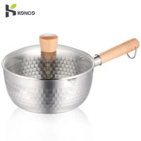 18cm Pot Stainless Steel Saucepan with Glass Lid Noodle Pot Complementary Food Pot Milk Pot with Long Handle Induction and gas
