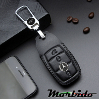 Morbido蒙彼多 M-Benz賓士E-Class系列手縫真皮汽車鑰匙套 3鍵黑