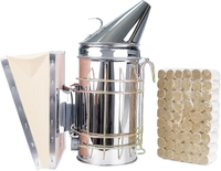 Stainless Steel Bee Hive Smoker with Heat Shield Included 54Pcs Smoker Pellets for Beekeeping Starte