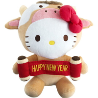 小禮堂 Hello Kitty 沙包玩偶 新年娃娃 絨毛玩偶 中型玩偶 布偶 (M 棕 牛年開運)