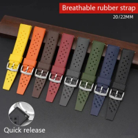 Tropical Rubber Watch Strap 20mm 22mm Waterproof TPU Watch Band for Seiko for Casio Men Quick Release Replace Bracelet Belt