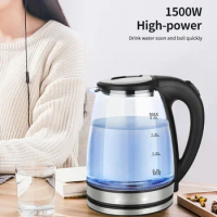 Houselin 2-Liter Electric Glass and Steel Hot Tea Water Kettle