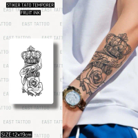 EAST TATTOO-  Stiker Tatto Temporer Motif Mahkota Familia dan Bunga Mawar Tahan Air Semi Permanen Ke