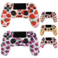 Pink Fruit Soft Protective Case For PS4/ Slim /Pro Controller Skin Silicone Gamepad Joystick Cover for PS4 Games Accessories