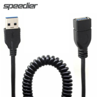 Spiral Coil USB Cable USB 3.0 Male to Female Extension Cord 1.5m/3.3 Feet USB3.0 Type A 5V/3A Charging Stretch Spring Curl Cable