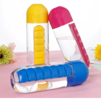 Multi Functional Water Cup Small Portable Travel Vitamin Box Pill Cases Container Organizer Storage 