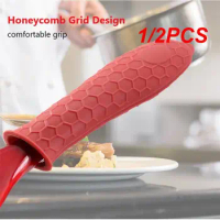 1/2PCS Silicone Handle Cover Honeycomb Hot Handle Holder Potholder For Cast Iron Skillets Pans Grip Sleeve Cover Pots Pans