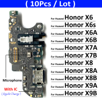 ขั้วต่อแท่นชาร์จพอร์ต USB, 10 ชิ้น, สายเคเบิลแบบยืดหยุ่น, สำหรับ Huawei Honor X6, X6s, X6A, X6B, X7A